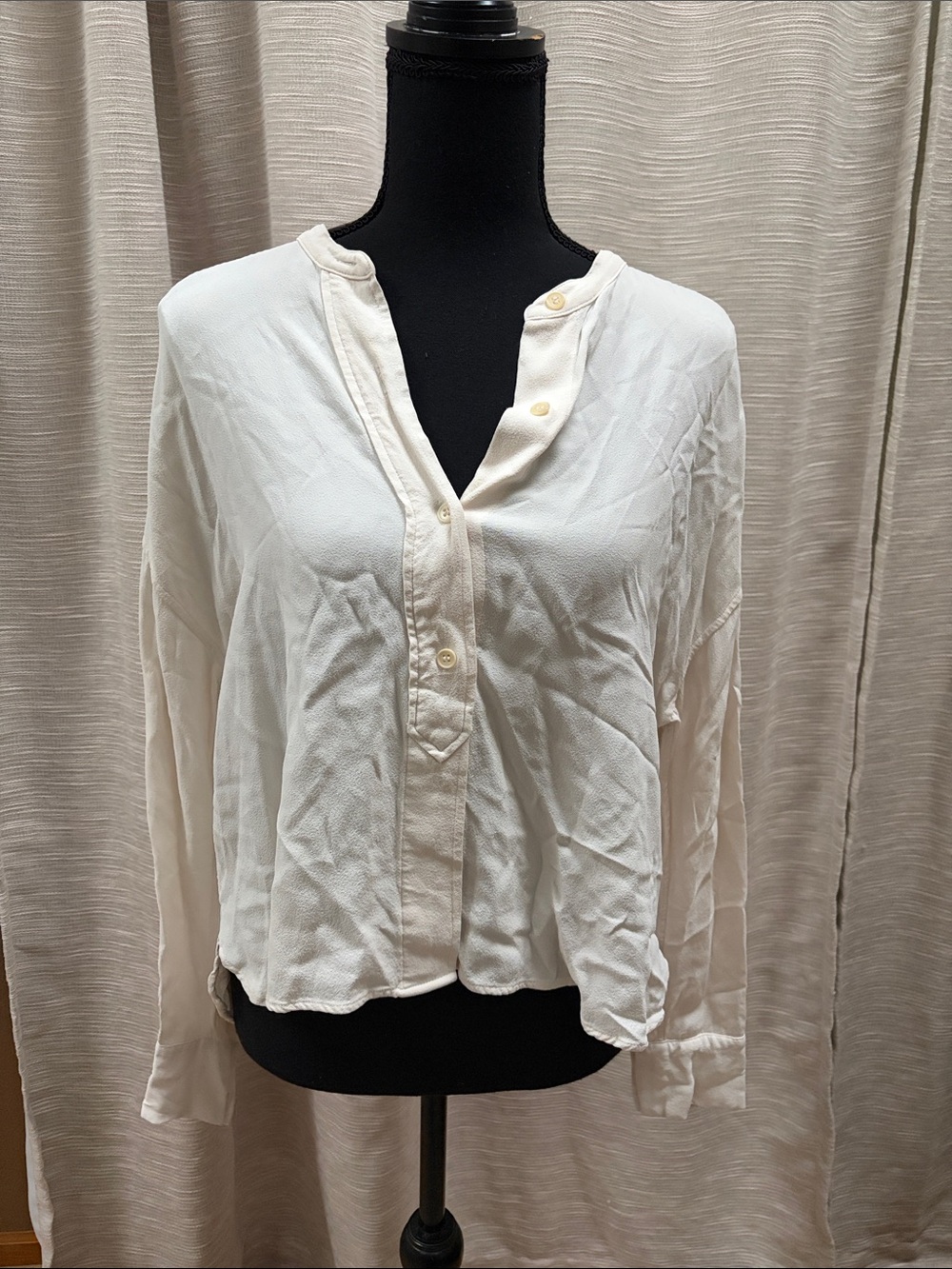 Comptoir Des Cotonniers Cream Button-Front Long-Sleeve Blouse